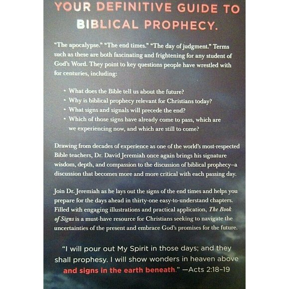 David Jeremiah THE BOOK OF SIGNS Book 31 Undeniable Prophecies Of The Ap… - Picture 4 of 5